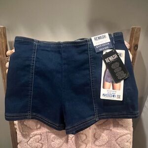 Rewash High Waist Denim Shorts - Dark Blue